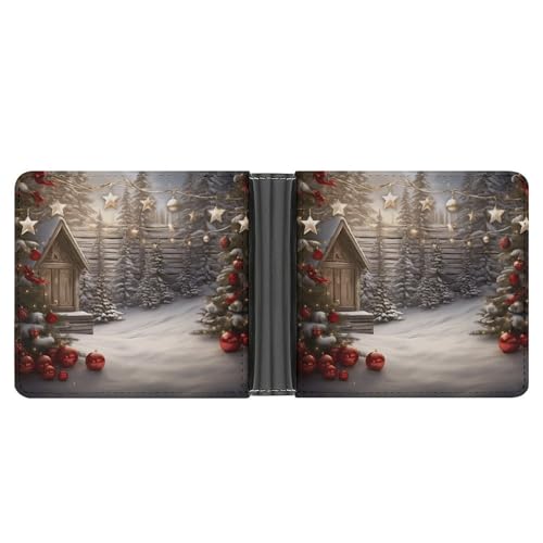 NHYDSPQ Herren-Geldbörsen mit weihnachtlichem Holzdruck, schmale Brieftasche, trendige Herren-Geldbörse mit mehreren Kartenfächern, Stil, Einheitsgröße, modern, Stil:, Einheitsgröße, Modern von NHYDSPQ