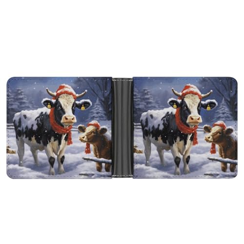 NHYDSPQ Herren-Geldbörsen mit weihnachtlichem Schneekuh-Aufdruck, schmale Geldbörse, trendige Herren-Geldbörse mit mehreren Kartenfächern, Stil, Einheitsgröße, modern, Stil:, Einheitsgröße, Modern von NHYDSPQ