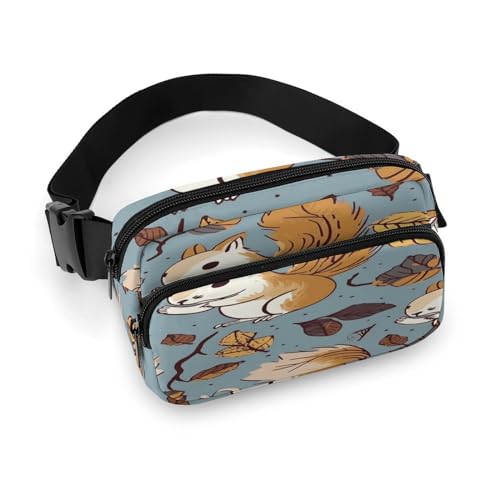 NHYDSPQ Hüfttasche, niedlicher Eichhörnchen-Druck, modische Hüfttasche, Bauchtasche für Männer und Frauen, Gürteltasche mit verstellbarem Riemen, 20 x 13 cm, Stil, 20 x 13 cm, modern, Stil:, 20x13cm, von NHYDSPQ