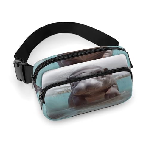 NHYDSPQ Hüfttasche, niedlicher Nilpferd-Druck, modische Hüfttasche, Bauchtasche für Männer und Frauen, Gürteltasche mit verstellbarem Riemen, 20 x 13 cm, Stil, 20 x 13 cm, modern, Stil:, 20x13cm, von NHYDSPQ