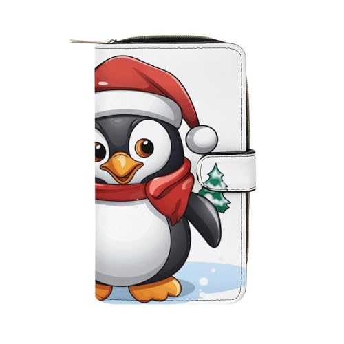 NHYDSPQ Ledergeldbörse, Weihnachts-Pinguin-Druck, Damen-Geldbörse, Geldscheinklammer, Geldbörse mit Reißverschluss für Männer und Frauen, Stil, 19,7 x 11 x 3,5 cm, Stil:, 19.7x11x3.5cm von NHYDSPQ