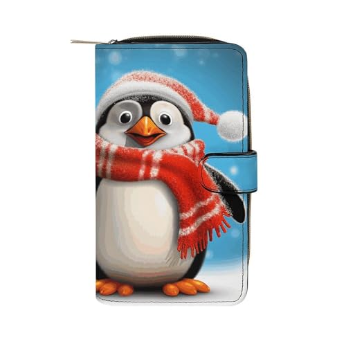 NHYDSPQ Ledergeldbörse mit lustigem Pinguin-Druck, Damen-Geldbörse, Geldklammer, Reißverschluss, 19,7 x 11 x 3,5 cm, Stil:, 19.7x11x3.5cm von NHYDSPQ