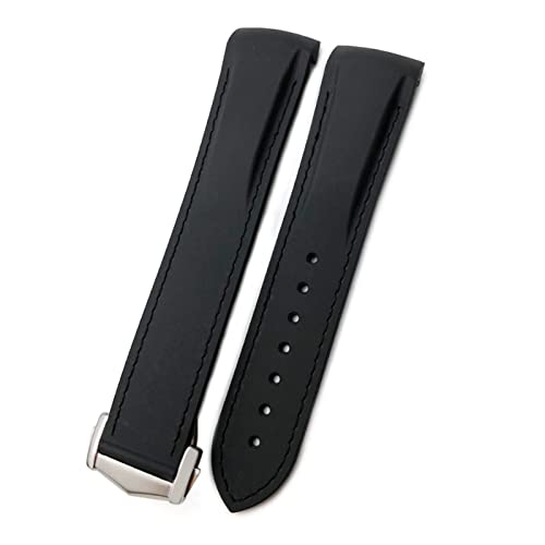 NHYHEHMR 19mm 20mm 21mm 22mm Rubber Silicone Watchband for Omega AT150 300 De Ville Planet Ocean Watch Pointed Buckle Strap (Color : 9, Size : 19mm) von NHYHEHMR
