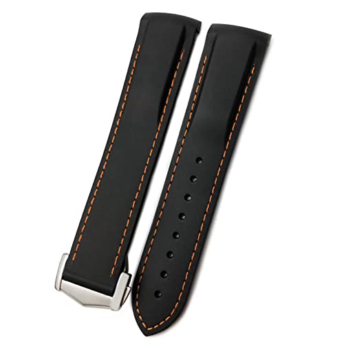 NHYHEHMR 19mm 20mm 21mm 22mm Rubber Silicone Watchband for Omega AT150 300 De Ville Planet Ocean Watch Pointed Buckle Strap (Color : 9, Size : 19mm) von NHYHEHMR