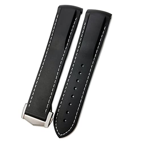 NHYHEHMR 19mm 20mm 21mm 22mm Rubber Silicone Watchband for Omega AT150 300 De Ville Planet Ocean Watch Pointed Buckle Strap (Color : 9, Size : 19mm) von NHYHEHMR