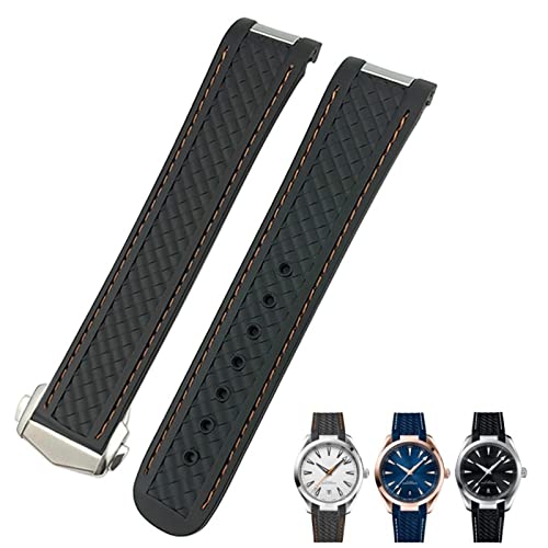 NHYHEHMR 19mm 20mm Curved End Rubber Watchband Fit for Omega 300 AT150 Aqua Terra 8900 Silicone Watch Strap Tools (Color : Black White Pointed, Size : 19mm) von NHYHEHMR