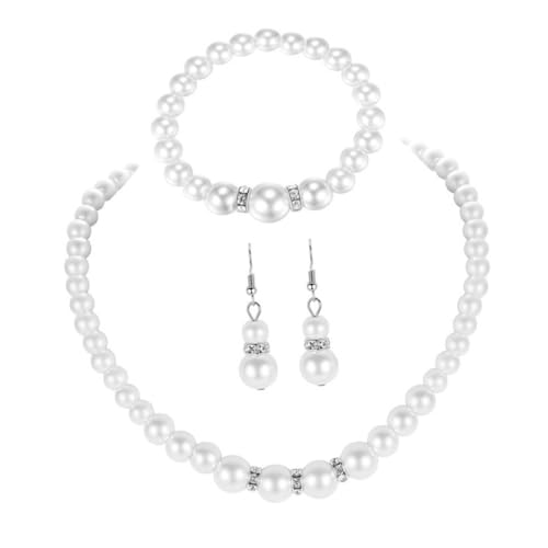 NHYHEHMR 1Set Elegant Perlenkette Ohrrand Armband Brauthochzeit Schmuckkit mit Choker und Dangler für Frauen und klassisches Perlendesign anwesend NHYHEHMR 1Set Elegant Perlenkette Ohrrand Armband Brauthochzeit Schmuckkit mit Choker und Dangler für Frauen und klassisches Perlendesign anwesend von NHYHEHMR