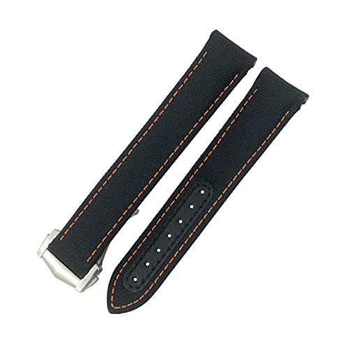 NHYHEHMR 20 mm 21 mm 19mm gebogene Ende beschichtete Nylon -Wechsel -Uhrband -Passform für AT150 GoodPlanet Blue Belt Sport Uhrengurt/schwarzblau/19mm von NHYHEHMR