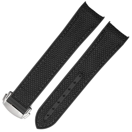 NHYHEHMR 20mm 22mm Rubber Nylon Silicone Watch Band for Omega GMT Planet Ocean Diver 300 Curved End Orange Watch Strap (Color : Violet Fog, Size : 20mm) von NHYHEHMR