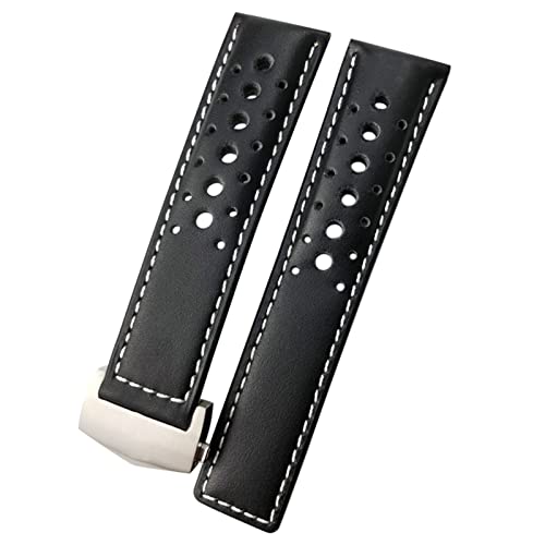 NHYHEHMR 21/22mm Calfskin Watch Band Suitable for MONACO Carrera AUTAVIA Aquaracer 300 Black Red F1 cowhide Strap von NHYHEHMR