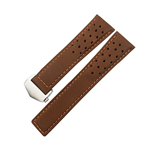 NHYHEHMR 21/22mm Calfskin Watch Band Suitable for Monaco Carrera AUTAVIA Aquaracer 300 Black Red F1 Cowhide Strap (Color : Orange- Black 2, Size : 21mm) von NHYHEHMR