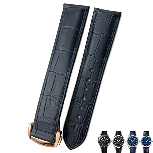 NHYHEHMR 21mm 20mm 22mm Cow Leather Watch Strap for Omega 300 Watch Bands (Color : Black Black, Size : 21mm) von NHYHEHMR