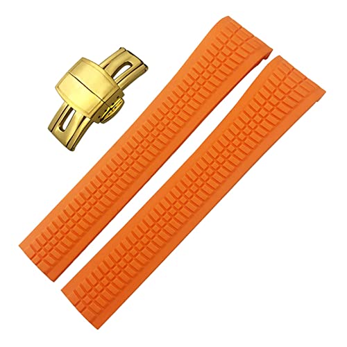 NHYHEHMR 21mm Gummi -Uhrband für PP 5164A 5167A Silicon Watch Armband Armband wasserdicht/orange Silber/21 mm von NHYHEHMR
