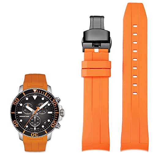 NHYHEHMR 22mm Silicone Watch Bands for T120417 T120407 Quartz Dial Rubber Sport Men Watch Strap Watchband Waterproof (Color : 10mm Gold Clasp, Size : 22mm) von NHYHEHMR