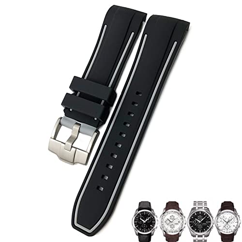 NHYHEHMR 23mm 24mm Rubber Silicone Watch Strap Fit for Butterfly Buckle Replacement Black Blue Curved End Watch Bands von NHYHEHMR
