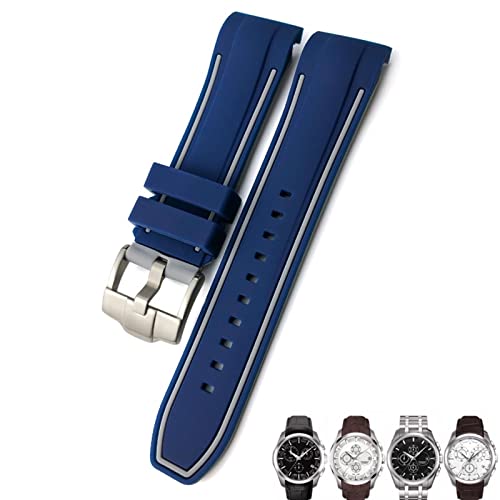 NHYHEHMR 23mm 24mm Rubber Silicone Watch Strap Fit for Butterfly Buckle Replacement Black Blue Curved End Watch Bands NHYHEHMR 23mm 24mm Rubber Silicone Watch Strap Fit for Butterfly Buckle Replacement Black Blue Curved End Watch Bands von NHYHEHMR