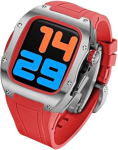 NHYHEHMR 44mm 45 mm Premium Titanium Watch Hülle Fluororubber -Gurt -Mod -Kit , für 8 7 6 5 4 Se , Männer Frauen RM Style Watch Case Rahmen Metallkapazzierzubehör Zubehör NHYHEHMR 44mm 45 mm Premium Titanium Watch Hülle Fluororubber -Gurt -Mod -Kit , für 8 7 6 5 4 Se , Männer Frauen RM Style Watch Case Rahmen Metallkapazzierzubehör Zubehör von NHYHEHMR