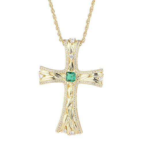 NHYHEHMR 5 * 5mm Ruby Emerald -Color Cross Anhänger Halskette Frauenschmuck Frauen Geschenk von NHYHEHMR
