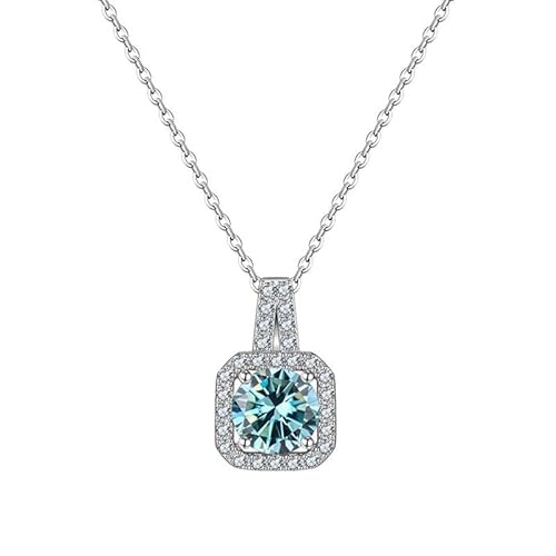 NHYHEHMR Accessoires 1 D Farbe Blau gelb rosa Moissanit Anhänger Halsketten für Frauen Frauen Halskette - Engagement Valentinstag Geburtstag von NHYHEHMR
