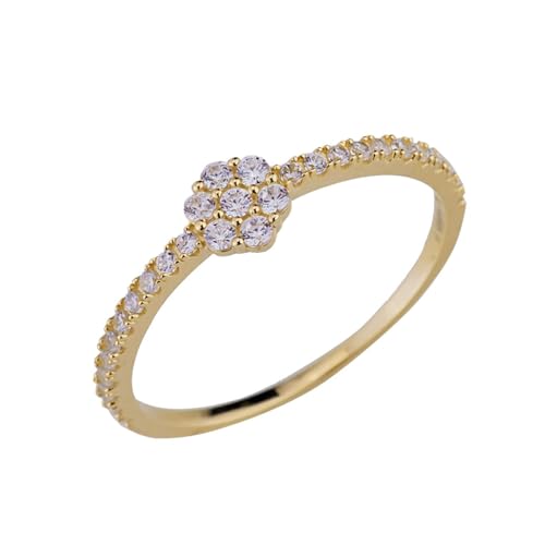 NHYHEHMR Anillo de Compromiso Para Mujer, Damenringe lieben mit Blumenkubikzirkonia Gelb von NHYHEHMR