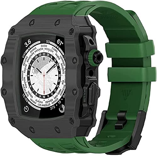 NHYHEHMR Carbon Fiber Watch Case，For Band 8 7 45mm Fluorine Rubber rm mod kit Strap Frame Bezel Modification Set，For iWatch 6 5 4 SE 44mm von NHYHEHMR