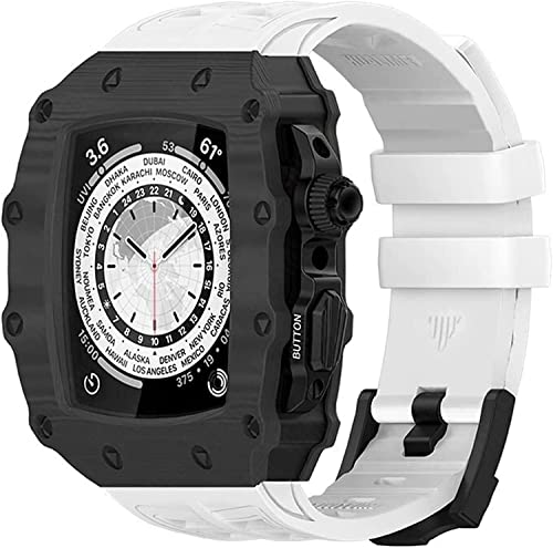 NHYHEHMR Carbon Fiber Watch Case，For Band 8 7 45mm Fluorine Rubber rm mod kit Strap Frame Bezel Modification Set，For iWatch 6 5 4 SE 44mm von NHYHEHMR