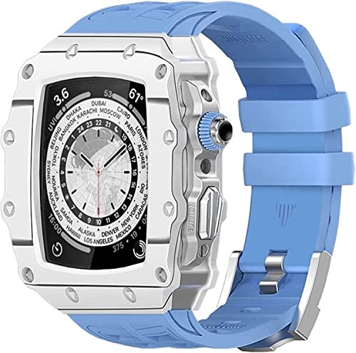 NHYHEHMR Carbon Fiber Watch Case，For Band 8 7 45mm Fluorine Rubber rm mod kit Strap Frame Bezel Modification Set，For iWatch 6 5 4 SE 44mm von NHYHEHMR