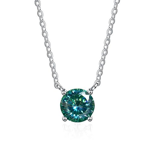 NHYHEHMR Collier en moissanite 1 ct pour femme - Collier avec pendentif en moissanite rouge/bleu/vert - Couleur D VVS1 - Avec certificat von NHYHEHMR