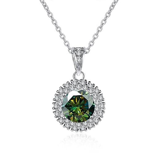 NHYHEHMR Collier en moissanite 1 ct pour femme - Coupe ronde - Couleur D - Collier avec pendentif diamant VVS1 - Collier en argent sterling 925 pour femme avec certificat von NHYHEHMR