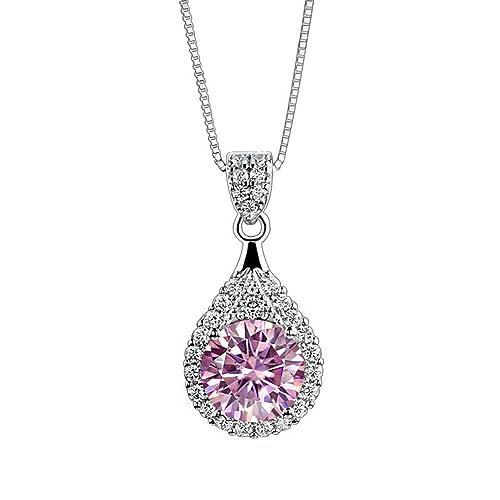 NHYHEHMR Collier en moissanite pour femme 1 ct Coupe ronde Couleur D VVS1 en argent sterling 925 avec pendentif en moissanite avec certificat von NHYHEHMR