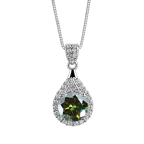 NHYHEHMR Collier en moissanite pour femme 1 ct Coupe ronde Couleur D VVS1 en argent sterling 925 avec pendentif en moissanite avec certificat von NHYHEHMR