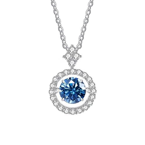 NHYHEHMR Collier en moissanite rond 1 ct pour femme Couleur D VVS1 en argent sterling avec pendentif en moissanite avec certificat von NHYHEHMR
