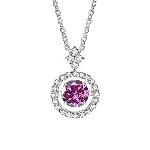 NHYHEHMR Collier en moissanite rond 1 ct pour femme Couleur D VVS1 en argent sterling avec pendentif en moissanite avec certificat von NHYHEHMR