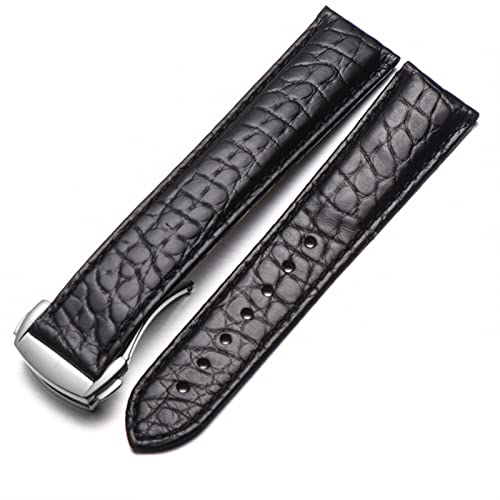NHYHEHMR Crocodile Leather Watch Strap Men and Women Style for Omega Seahorse Deville 18mm 19mm 20mm Original Watch Band (Color : Black-Rosegold, Size : 20mm) von NHYHEHMR