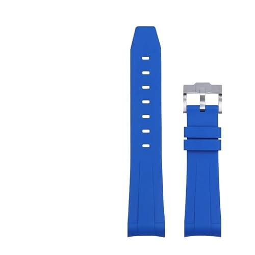NHYHEHMR Curved End 21mm Nature Fluorine Rubber Watchband Replace for Strap New Green Submariner Explorer 2 Role Watch Band Belt (Color : Blue, Size : 20mm) von NHYHEHMR