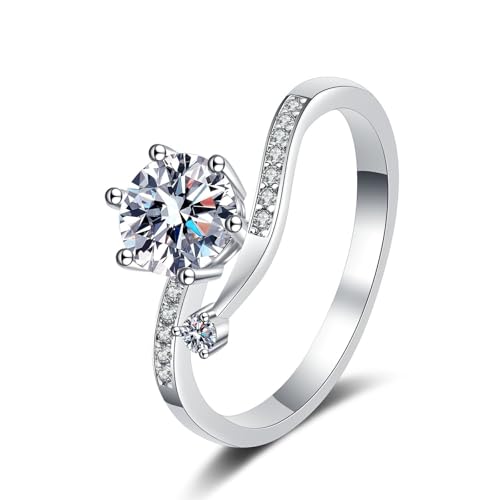 NHYHEHMR Einzigartiger Verlobungsring, dünne Ringe für Frauen weiß mit 6-Zink-Weiß-2CT-Rundform-Labor-Diamant-Labor NHYHEHMR Einzigartiger Verlobungsring, dünne Ringe für Frauen weiß mit 6-Zink-Weiß-2CT-Rundform-Labor-Diamant-Labor von NHYHEHMR