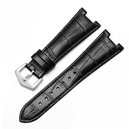 NHYHEHMR Genuine Leather Watch Band for 5711 5712G Nautilus Watchs Men and Women Special Notch 25mm*12mm Watch Strap (Color : Black-Silver, Size : Black-Gold) von NHYHEHMR
