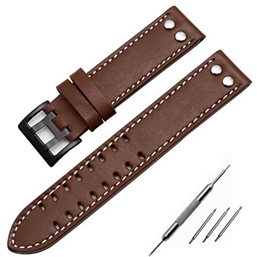 NHYHEHMR Genuine Leather Watchbands 20mm 22mm Band for Hamilton Khaki Field Watch H760250 H77616533 Watchband Watch Strap Button Buckle (Color : 24mm, Size : 20mm) von NHYHEHMR