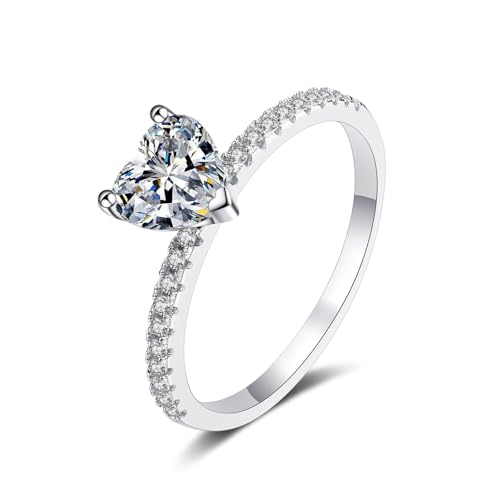 NHYHEHMR Gothische Ringe für Frauen, Frauen stapelbare Ringe weiß mit 1CT -Herzform -Labor -Labor Diamant NHYHEHMR Gothische Ringe für Frauen, Frauen stapelbare Ringe weiß mit 1CT -Herzform -Labor -Labor Diamant von NHYHEHMR