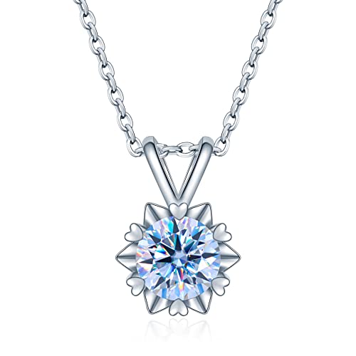 NHYHEHMR Halskette mit Anhänger in Moissanit in Form einer Kernschneeflake 1 Karat für Frau in Silber Sterling S925 NHYHEHMR Halskette mit Anhänger in Moissanit in Form einer Kernschneeflake 1 Karat für Frau in Silber Sterling S925 von NHYHEHMR