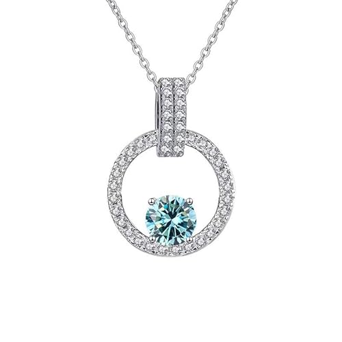 NHYHEHMR Halskette mit Moissanit Anhänger 1 Karat D VVS1 für Frauen in Silber Sterling 925 Rosen/Blau/rund Grün für Frauengeborenen-Tag Valentinstag mit Zertifikat NHYHEHMR Halskette mit Moissanit Anhänger 1 Karat D VVS1 für Frauen in Silber Sterling 925 Rosen/Blau/rund Grün für Frauengeborenen-Tag Valentinstag mit Zertifikat von NHYHEHMR