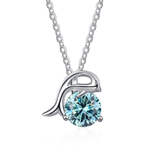 NHYHEHMR Halsketten mit Dauphin -Anhänger für Frauen, Halsketten in gelb/blau/rosa Moissanit, Kragen in Moissanitfarbe D VVS1, Sterling Silber Halskette 925 mit Zertifikat NHYHEHMR Halsketten mit Dauphin -Anhänger für Frauen, Halsketten in gelb/blau/rosa Moissanit, Kragen in Moissanitfarbe D VVS1, Sterling Silber Halskette 925 mit Zertifikat von NHYHEHMR