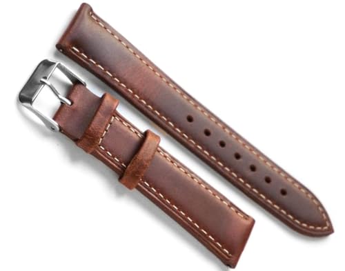 NHYHEHMR Handmade Retro Leather Red Wine Watch Band for men women Wrist strap Watchband Belt with Silver Polished Buckle von NHYHEHMR