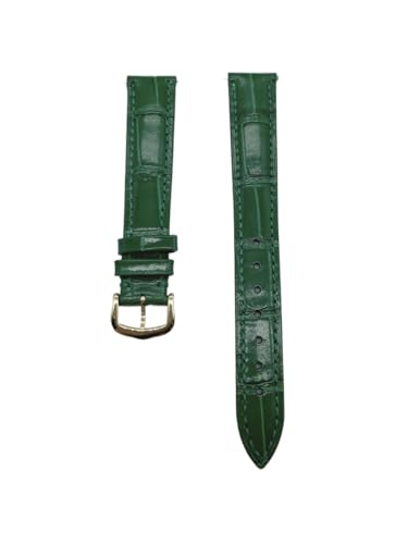 NHYHEHMR Leder-Uhrengurt kompatibel mit Santos Solo Watchband Frauen 12 bis 20 mm Armband (grüne Silberschnalle, 21 mm) von NHYHEHMR