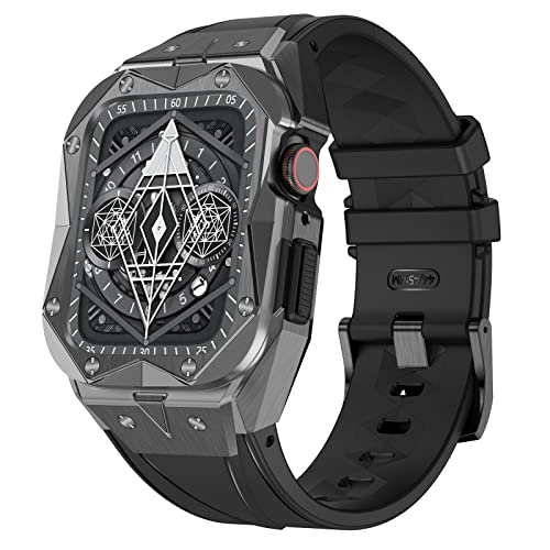 NHYHEHMR Luxury Watch Band Modification Kit ， für 9 8 7 6 5 4 Se 45mm 44mm Serie Uhr Ersetzen Sie Upgrade Gummi -Uhr -Gurtgurt Lünette Metall Metallstahl. von NHYHEHMR