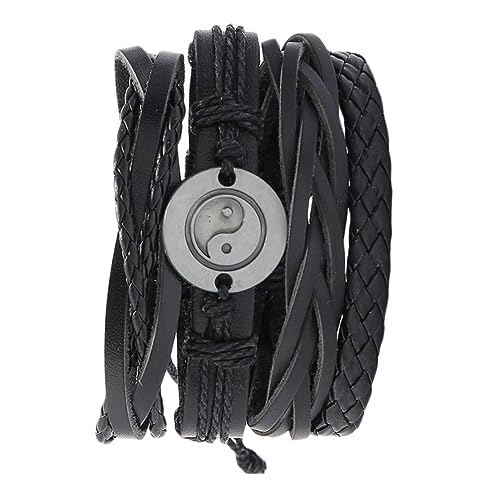 NHYHEHMR Mädchen Accessoires 4pcs Verstellbare handgewebte Lederhandgelenkkette Set acht Diagramm Design Armbänder Mode DIY Armreifenkette Halskette von NHYHEHMR