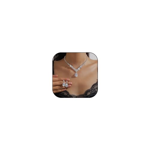NHYHEHMR Mädchen Schmuck Hochzeit Bräute Strass Strass Tränenhalskette Ohrringe Set Braut Brautjungfer Prom Formal Kostümschmuck für Frauen Kleid 2024 Geschenke NHYHEHMR Mädchen Schmuck Hochzeit Bräute Strass Strass Tränenhalskette Ohrringe Set Braut Brautjungfer Prom Formal Kostümschmuck für Frauen Kleid 2024 Geschenke von NHYHEHMR