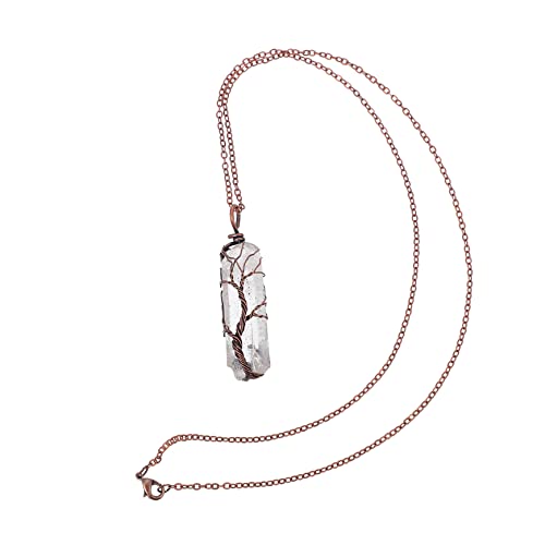NHYHEHMR Mädchen Schmuck elegante Lebensbaum Halskette mit hexagonalem Steinheizen stilvoller Schmuck für Frauen einzigartige Straßenkette von NHYHEHMR