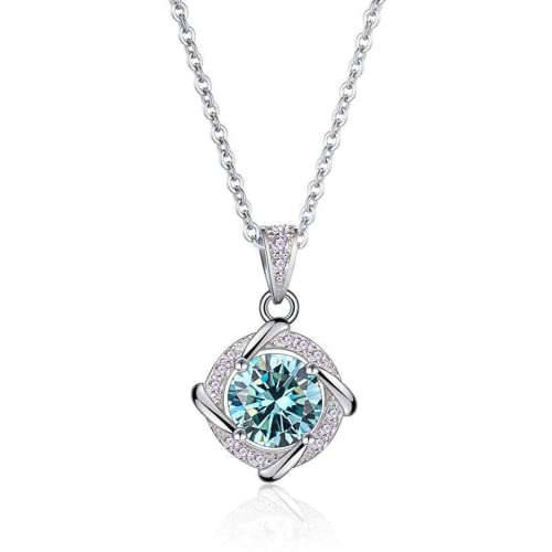 NHYHEHMR Mädchen Schmuckzubehör 1 d Farbe blau rosa grün Moissanit Anhänger Halskette für Frauen Diamant Halskette für Frauen - Valentinstag Geburtstag Halskette von NHYHEHMR