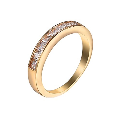 NHYHEHMR Plated Ring Women, Promise Rings Women Classic Simple Ring Rectangular Shape Cubic Zirconia Promise Rings von NHYHEHMR